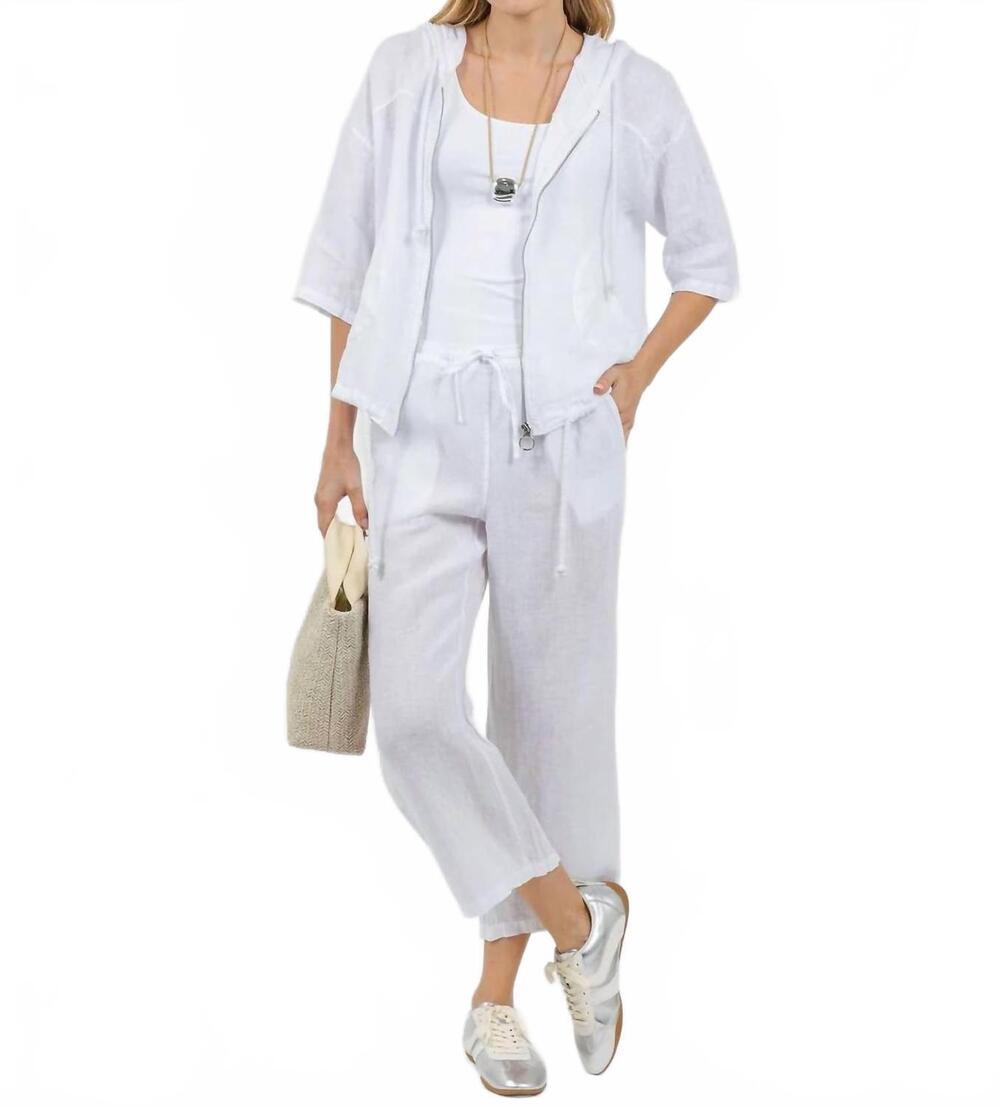 NEW ELLIOTT LAUREN zip front linen jacket in white